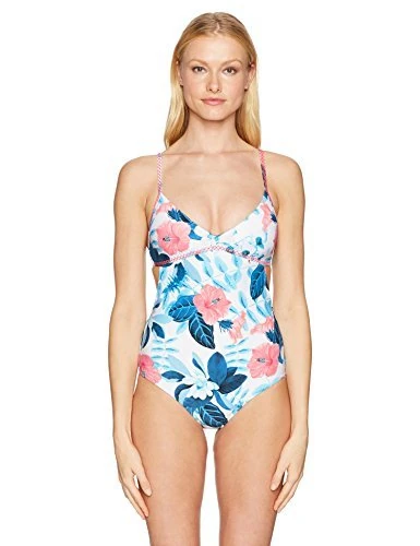 SEAFOLLY Women's Cut Out One Piece Swimsuit, Tropical Vacay White, 12