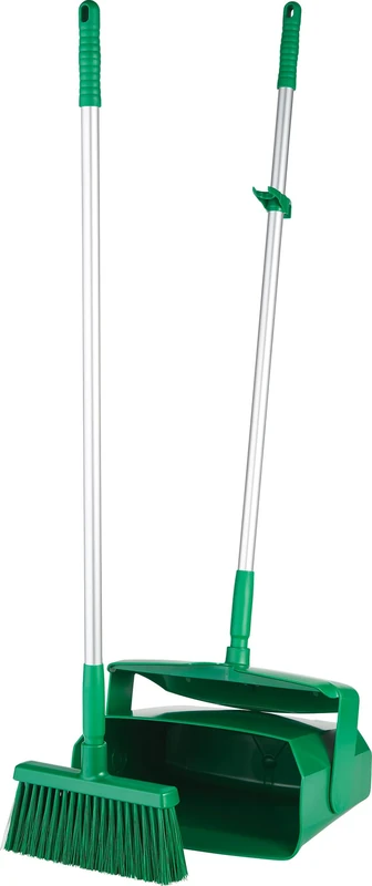 Remco 62502 Lobby Dustpan with Broom, Polypropylene/Polyester/Aluminum, 7" X 14" Bin, 37" Handle, Green