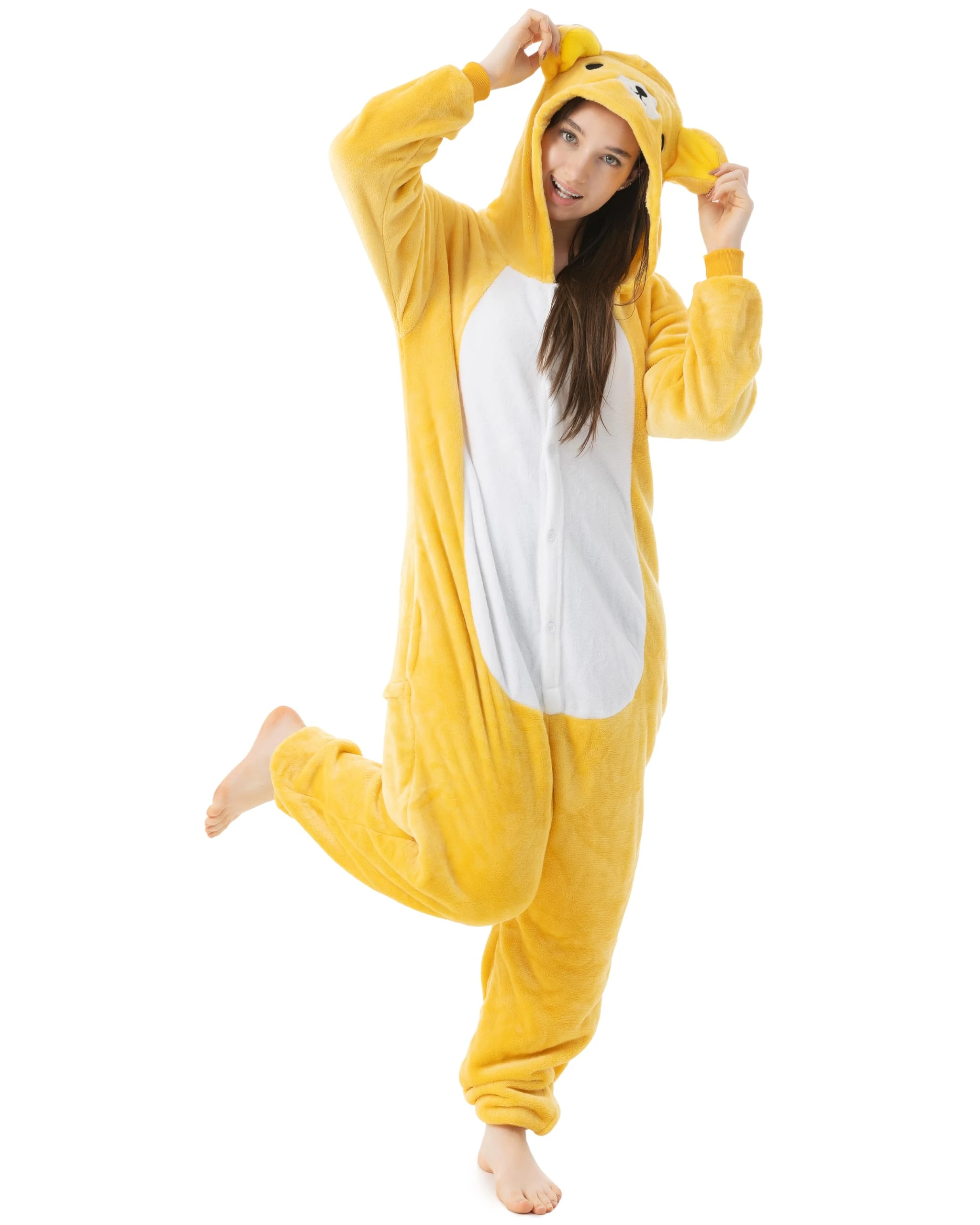 Katara 1744 Funny Rilakkuma Bear Pyjamas For Slumber Parties or Birthdays, Unisex Fancy Dress Overall - Size M