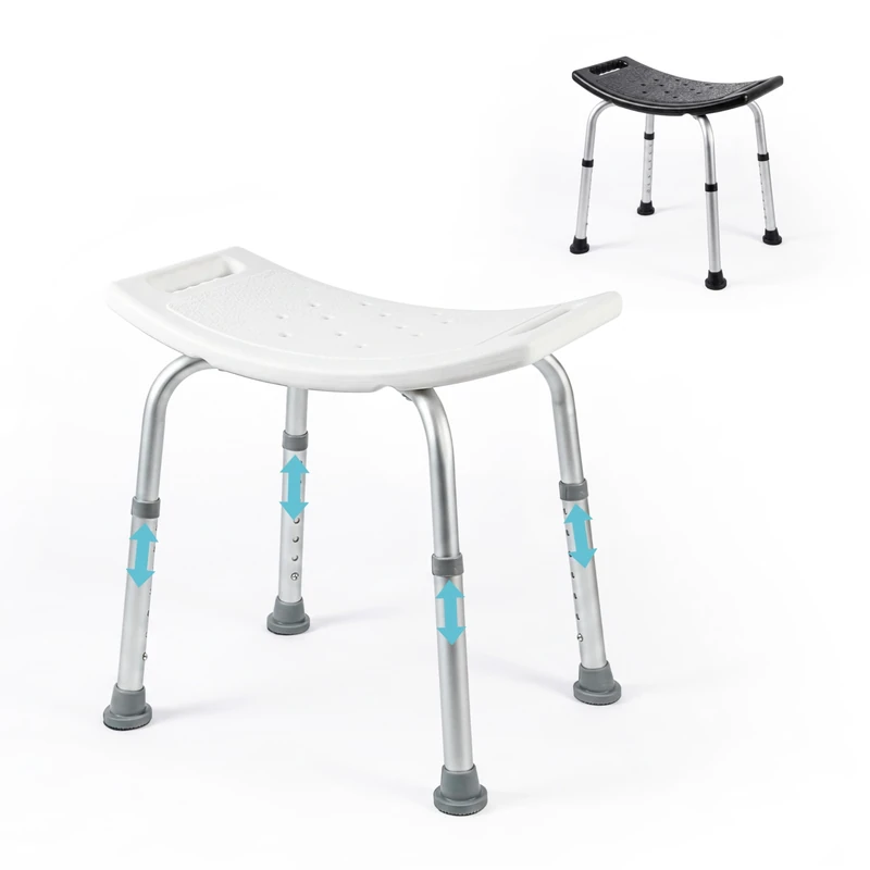 Mobiclinic Bath and Shower Stool, Adjustable Height, Non-Slip and Ergonomic Seat, Aluminium and PVC, Model: San Fermín