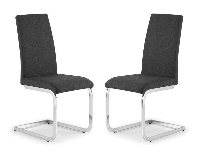 Julian Bowen Roma Dining Chairs Set of 2 - Upholstered Linen Grey Chair with Cantilever Metal Legs, Padded Kitchen Seat with High Backrest for Dining Room - 100cm x 46cm x 44cm - Image 1