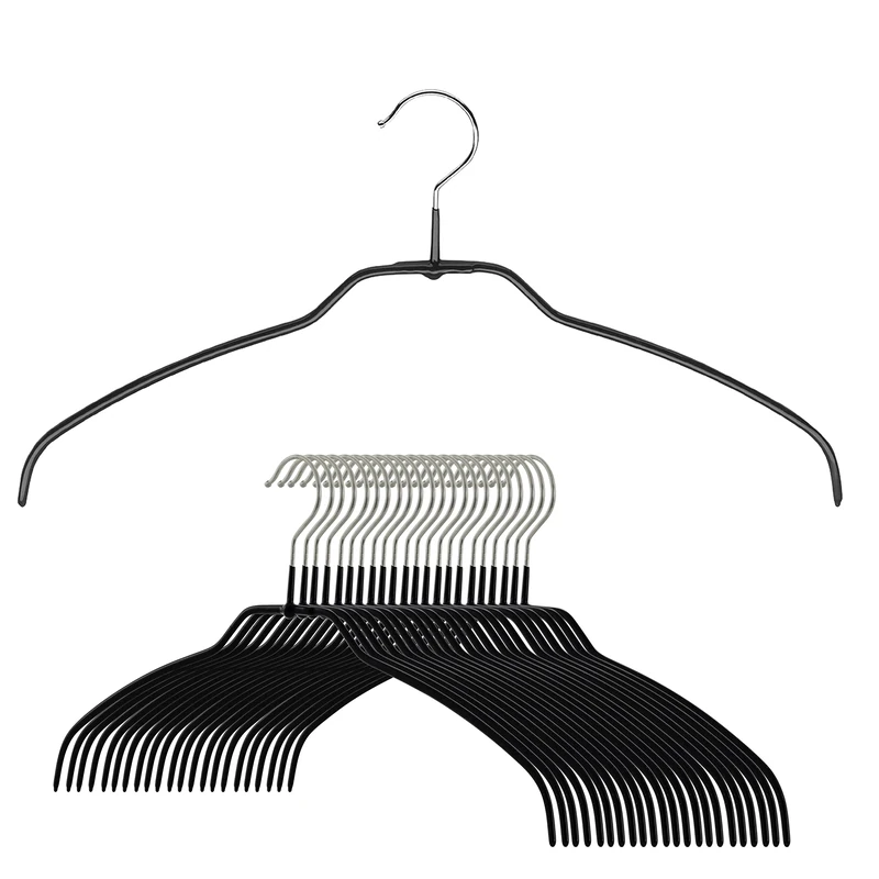 Mawa Reston Lloyd Silhouette Ultra Thin Hangers, Style 42/FT, Pack of 24, Black, 24 Piece - Image 1