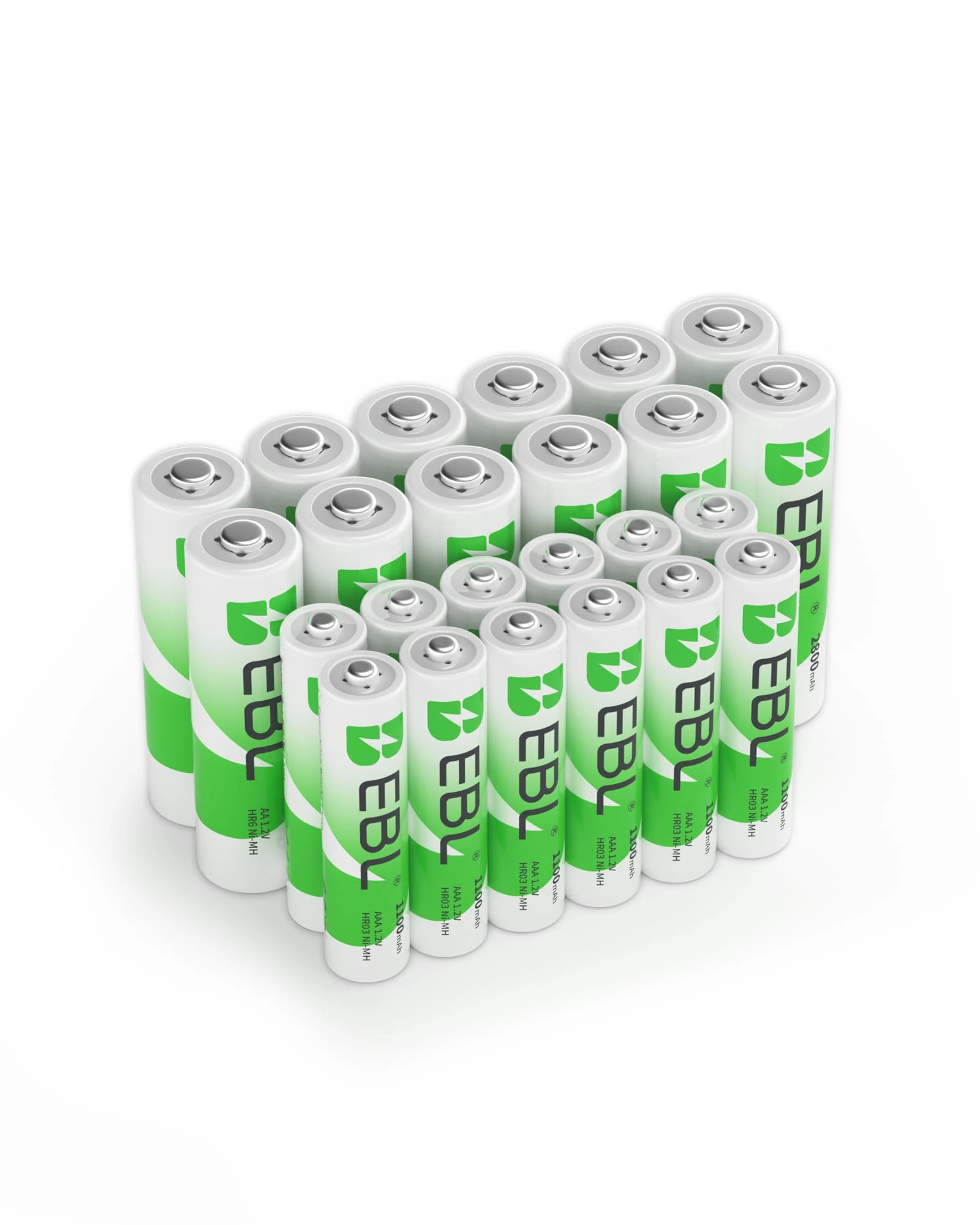 EBL 24pcs AA AAA NiMH Rechargeable Batteries, 12 x 2800mAh AA Batteries bundle with 12 x 1100mAh AAA Batteries