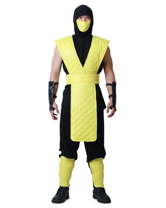 miccostumes Men's Ninja Yellow Fighter Halloween Cosplay Costume (men s)