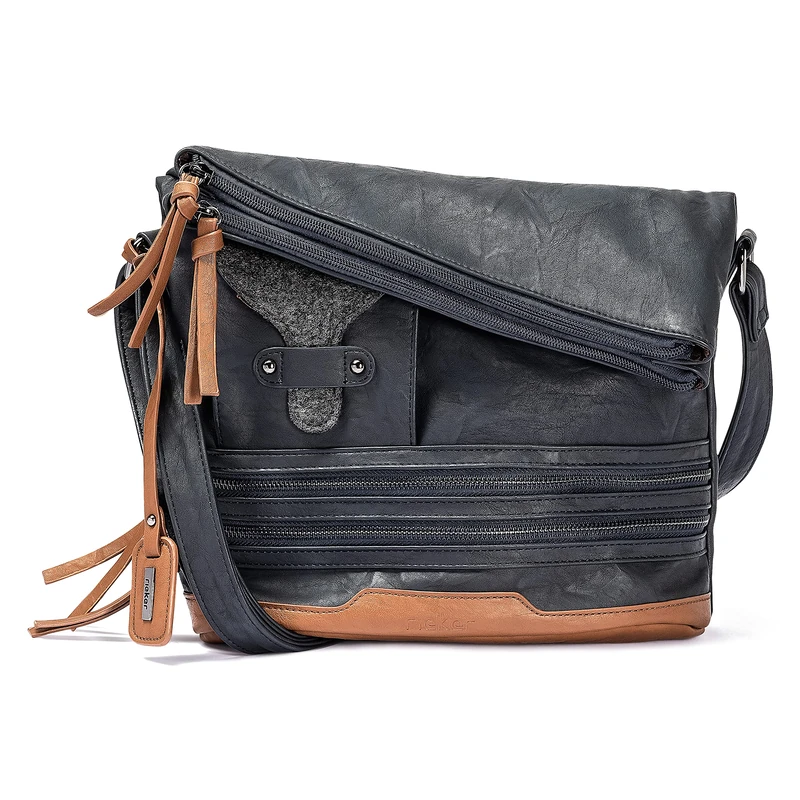 Rieker H1108, Women’s Shoulder Bag, Blue (Baltik), 14x25x31 cm (B x H T) - Image 1