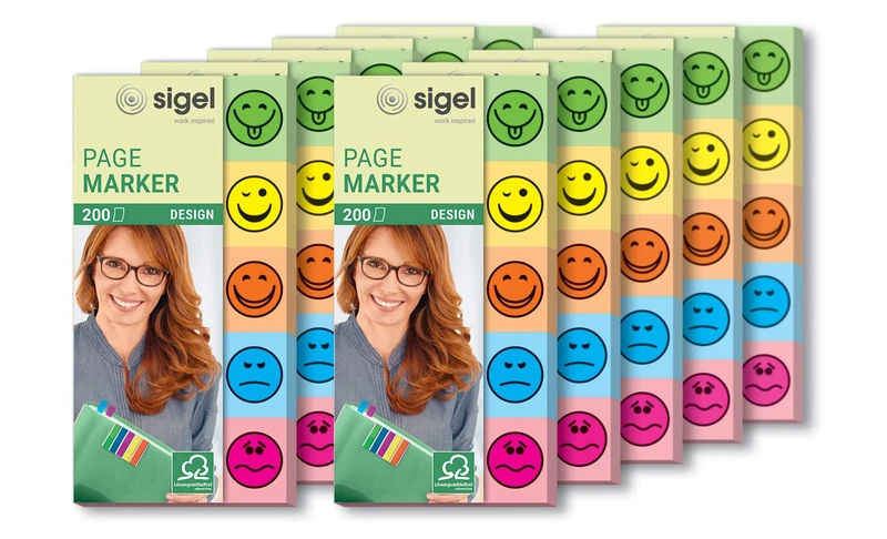 SIGEL HN502 Index markers, 4 colours (500 strips per colour), strip-size 1.2 x 4.5 cm, 10 Pieces