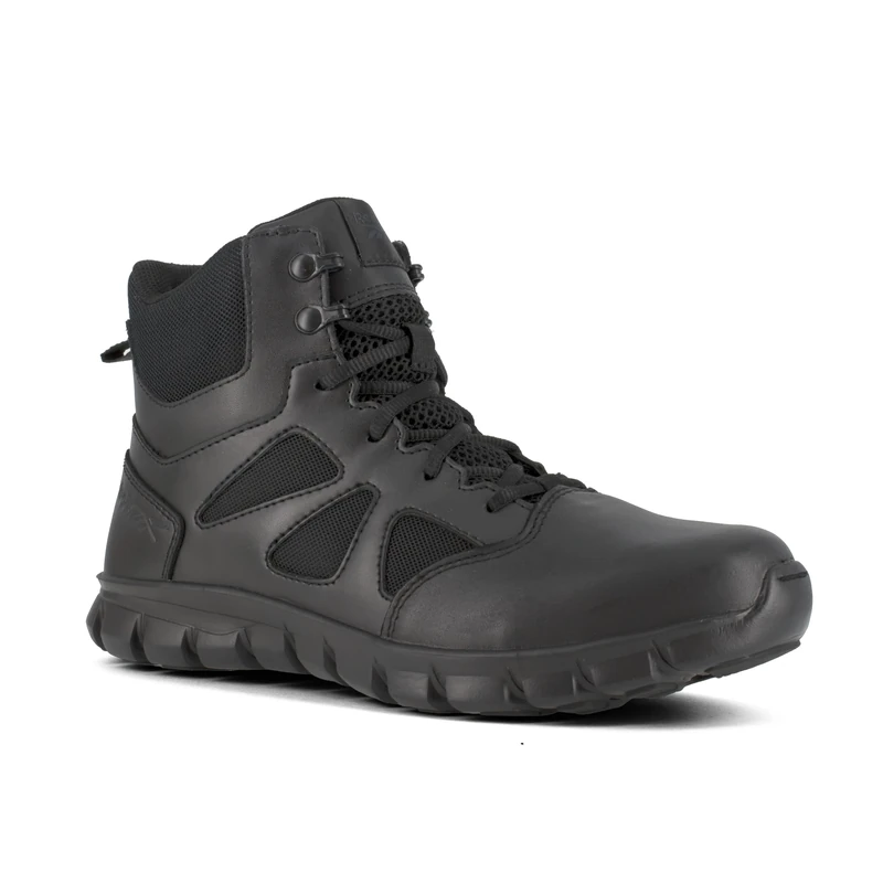 Reebok Work Rb8605 Mens Sublite Cushion Tactical 6" Soft Toe Boot with Side Zipper Black Military, 9 UK