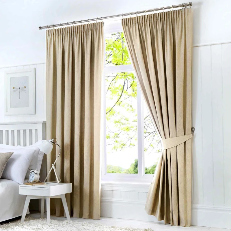 Fusion Natural Blackout Curtains – W168 x L229cm – 2 Pencil Pleat Panels – Cream Thermal Drapes – Light Beige Window Curtains for Bedroom & Living Room – Soft Privacy Curtain Set