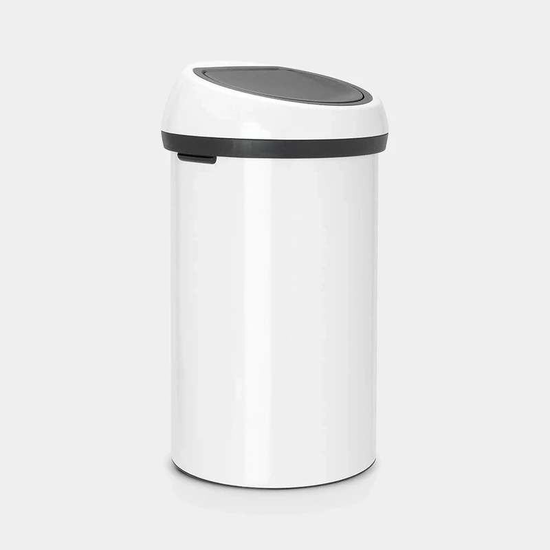 Brabantia Touch bin 60L with Lid in White/Grey, 58 x 28 x 28 cm
