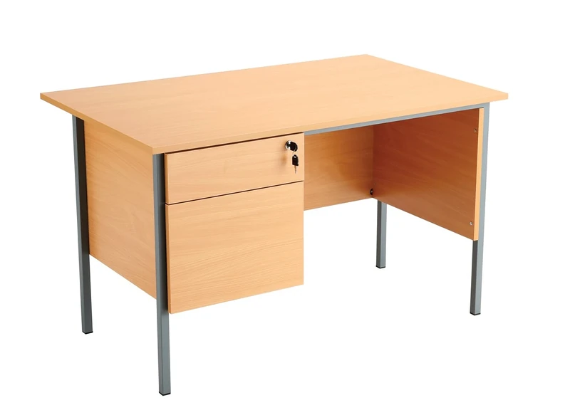 Office Hippo Eco 18 Desk with Two Drawer Pedestal, Beech, 150 cm x 75 cm