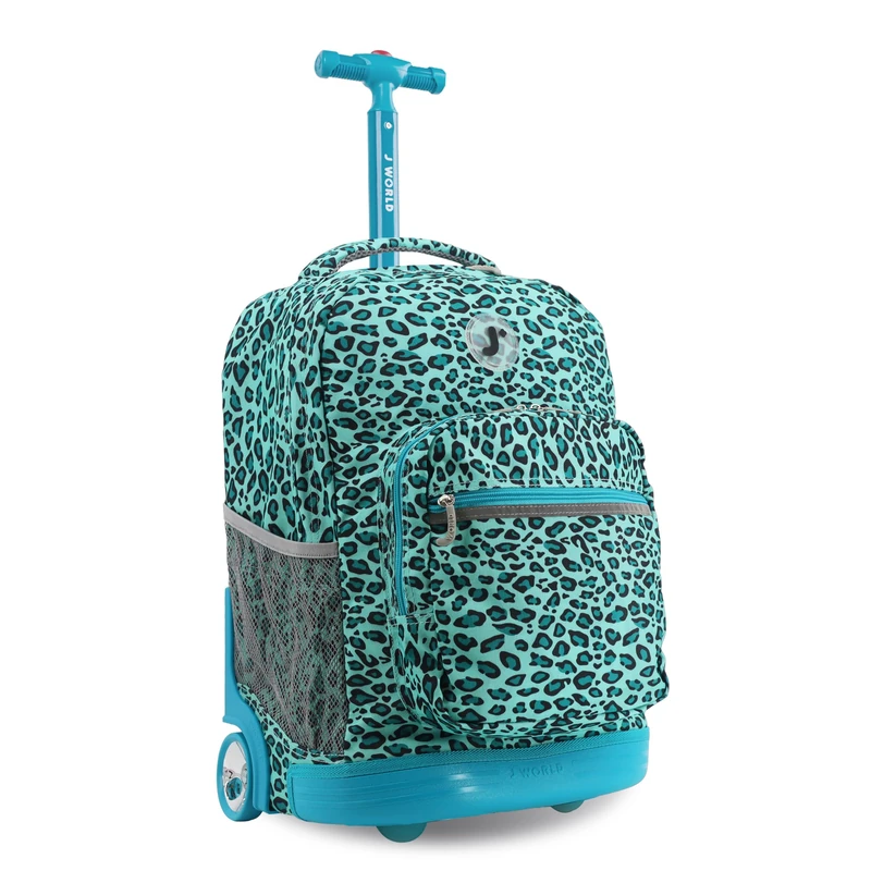 J World New York Sunrise Rolling Backpack Casual Daypack, 18 cm, 34.50 L, Mint Leopard - Image 1