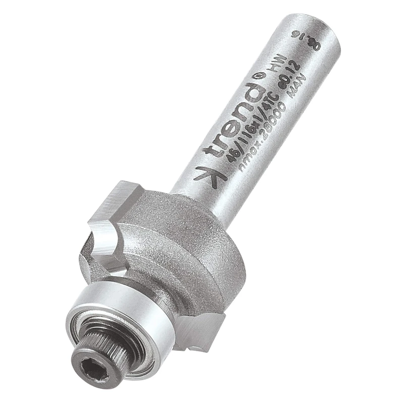 Trend Professional Bearing Guided Ovolo Router Cutter, 2mm Radius, 1/4 Inch Shank, 16.7mm Cut Diameter & 7.7mm Cut Length, Two Bearings, Tungsten Carbide Tipped, 46/116X1/4TC