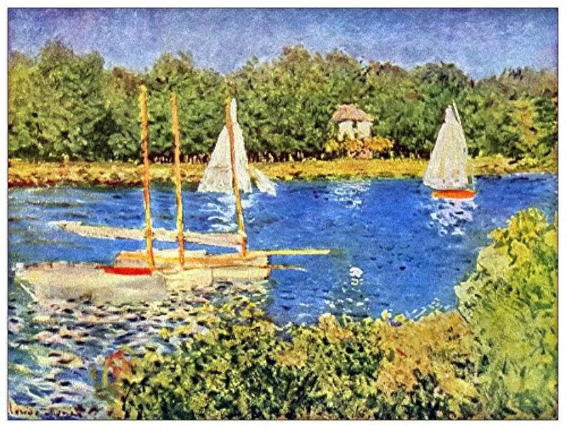 ArtPlaza Monet Claude-The Seine at Argenteuil Basin Decorative Panel, Wood, Multi-Colour, 80 x 1.8 x 60 cm