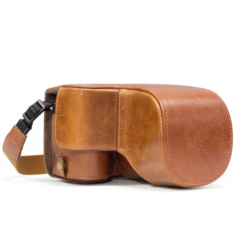 MegaGear MG1202 Ever Ready Genuine Leather Case and Strap with Battery Access for Sony Alpha A6500 Camera - Dark Brown
