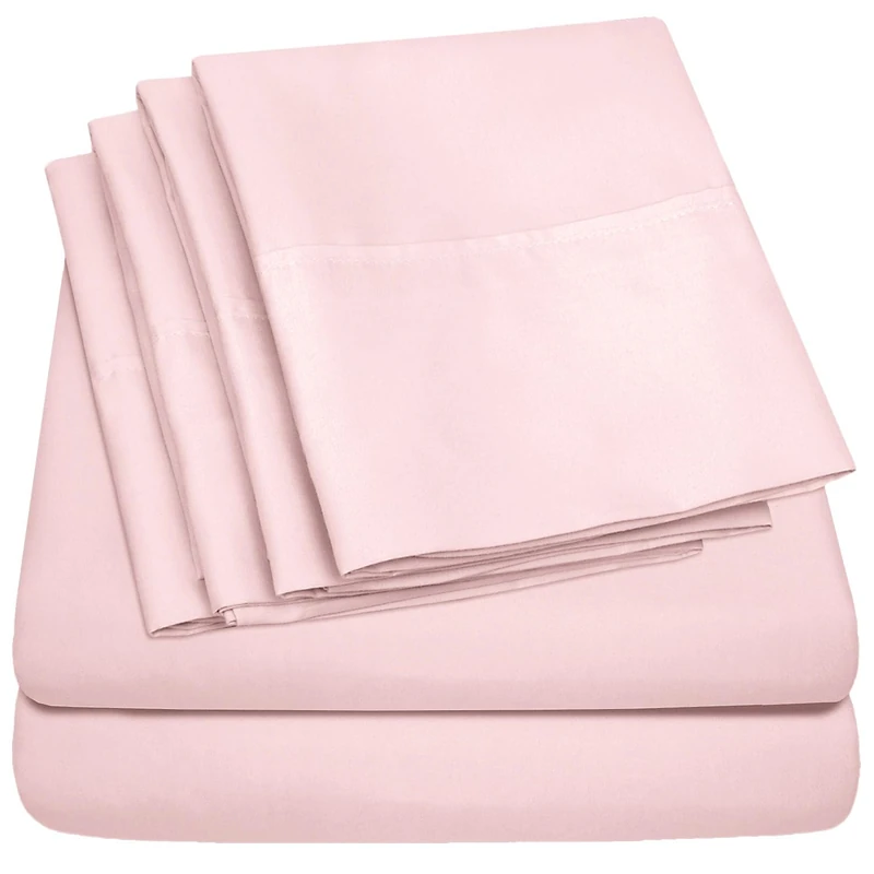 Sweet Home Collection Queen Sheets Pale Pink - 6 Piece 1500 Supreme Collection Fine Brushed Microfiber Deep Pocket Queen Sheet Set Bedding - 2 Extra Pillow Cases, Great Value