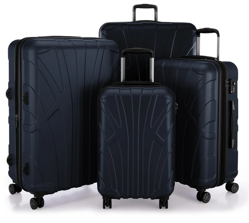Suitline - Set of 4 Hard-Side Luggages Trolley Hardside Hard Shell Suitcase Expandable, TSA, (S, M, L & XL), Darkblue