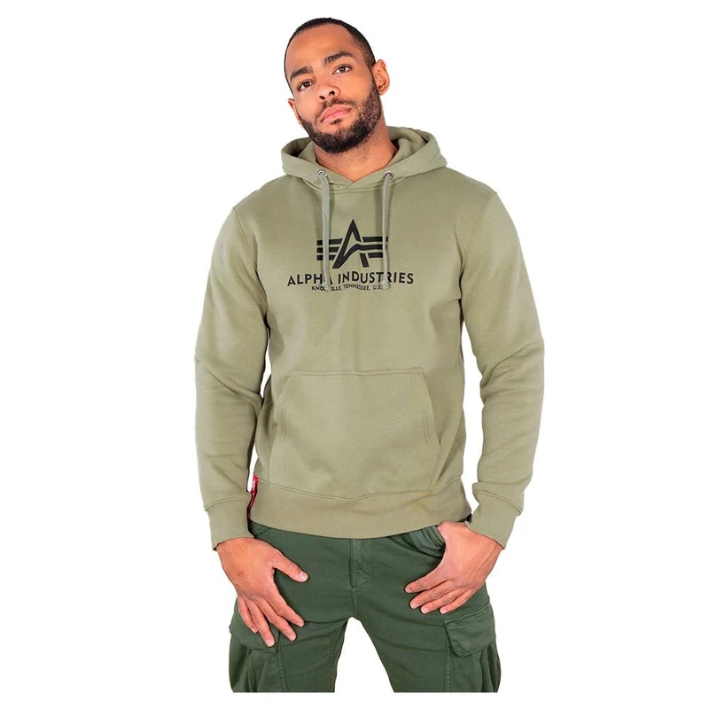 Alpha Industries Basic Hoody Hooded Sweat for Men Olive