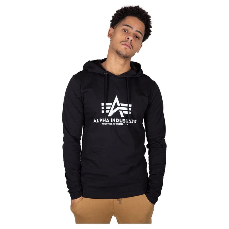 Alpha Industries Basic Hoody Hooded Sweat for Men Black