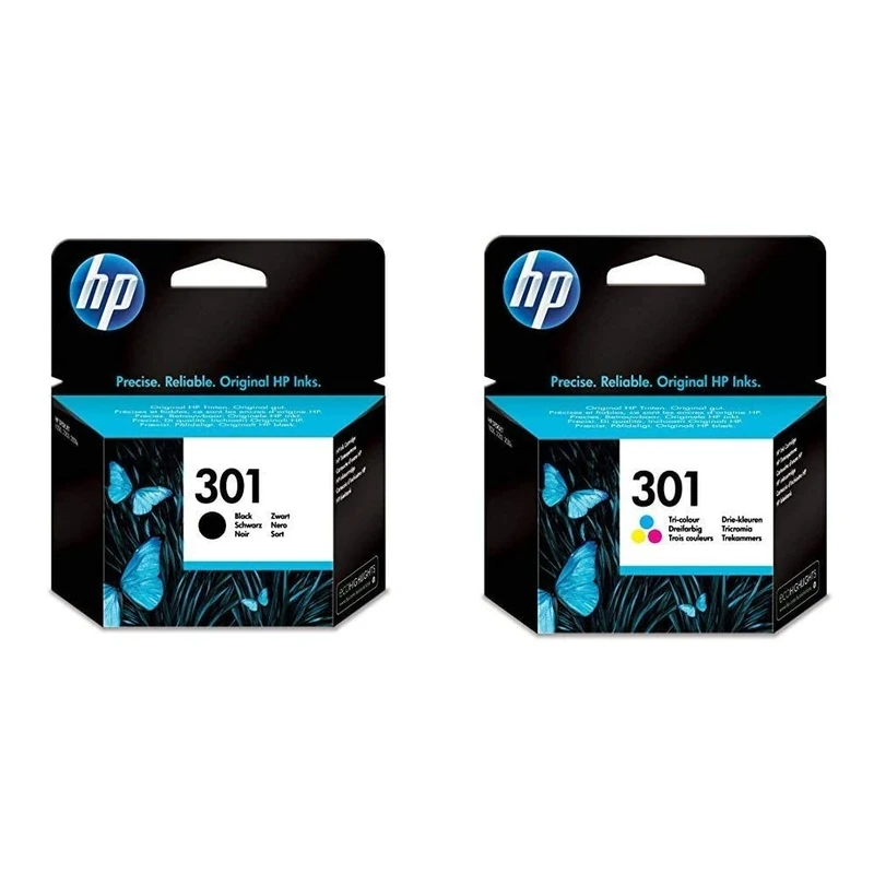 HP CH561EE, CH562EE 301 Original Ink Cartridges, Black and Tri-Colour, Bundle, Pack of 2