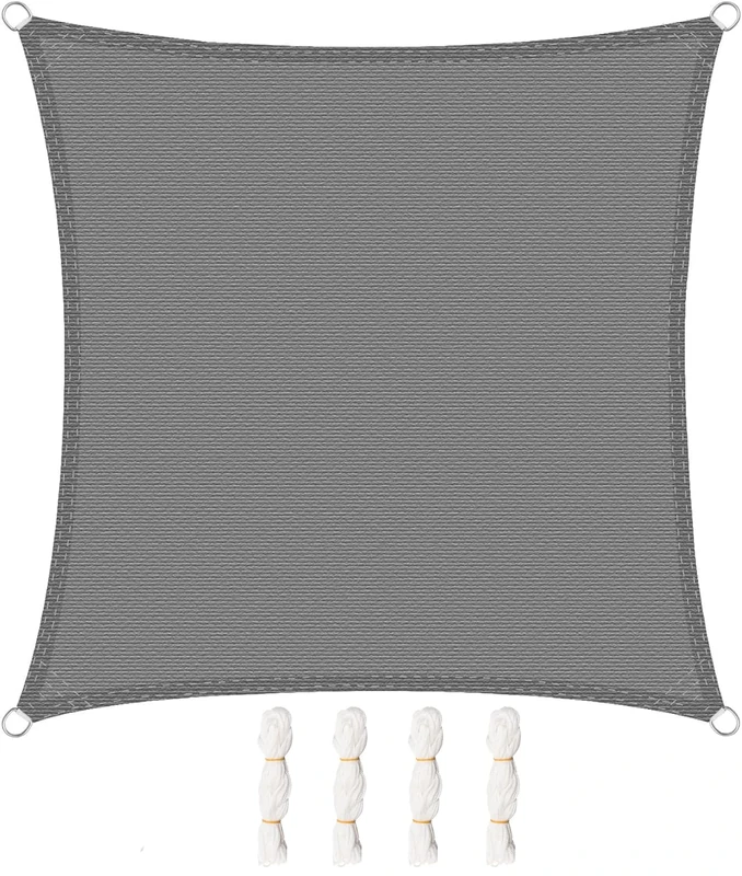 WOLTU Sun Shade Sail Breathable HDPE Sunscreen Awning Canopy for Outdoor Garden Patio Yard Party UV Block - Square, 5x5m, Grey, GZS1188gr8