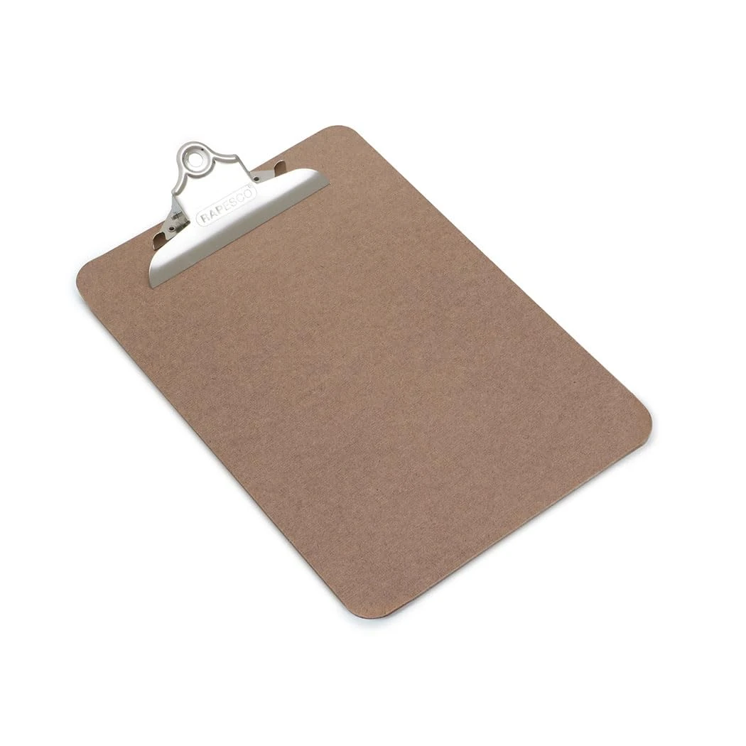 Rapesco 1402 Heavy Duty Hardboard Clipboard, A5, Brown
