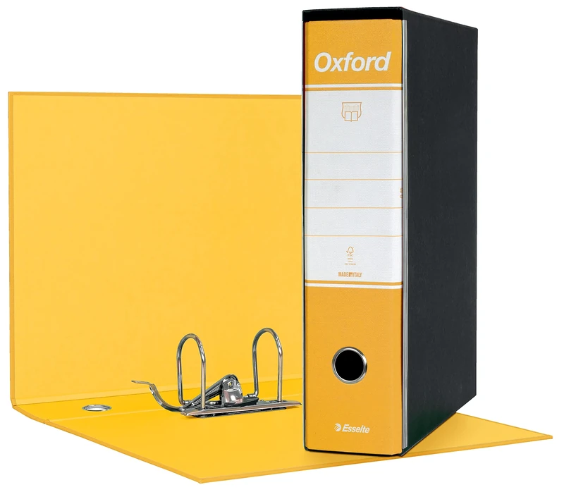 Esselte Oxford 390785090 G85 Recorder with Case, with Lever Mechanism No.1 in Protocol Format (23 x 33 cm) with 8 cm Spine, Yellow, Pack of 6