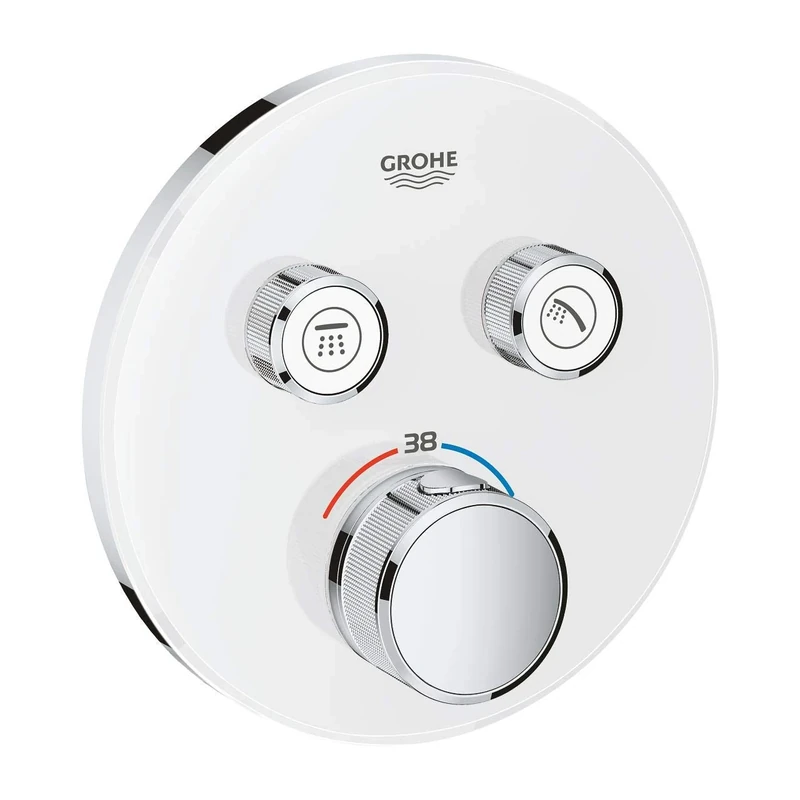 GROHE Grohtherm Smartcontrol Thermostat for Shower Or Bath, for Concealed Installation, with Two Valves Round Shape, Moon White, Made In Germany By GROHE Eco-Friendly and Safety Features 29151LS0