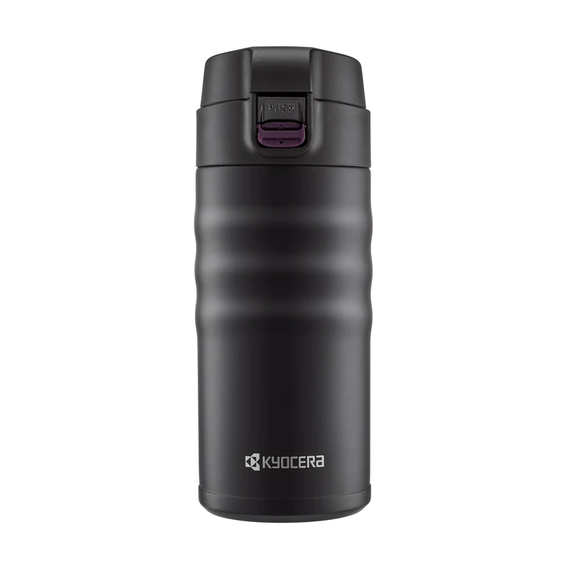 Kyocera MB-12F BK Travel Mug, Flip top, Stainless Steel, Black, 350ml