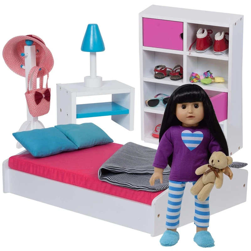 The New York Doll Collection Doll Bed & Bedroom Set Fits for 18 inch / 46cm Dolls - Doll Furniture Fits