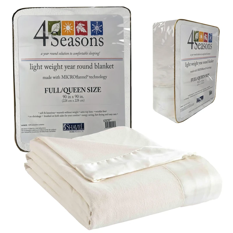 Thermee All Seasons Lightweight Sheet Blanket, Machine Wash & Dry, No Pilling, 100% Micro Flannel Polyester, Sand, Full/Queen