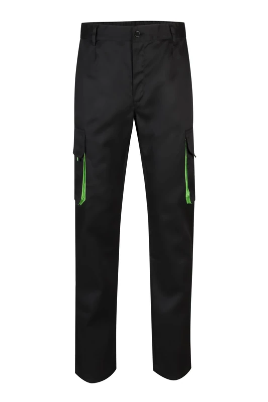 VELILLA 103004 – Multi-Pocket Trousers, Black and Lime Green, 30