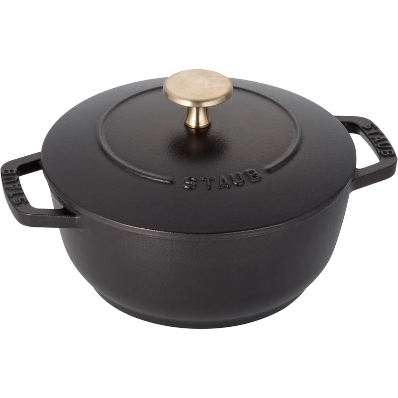 staub Wa-NABE 40501-000 Wanabe Black S 6.3 Inch Two-Hand Casting Enamel Pot Rice Induction Compatible Japanese Authentic Product