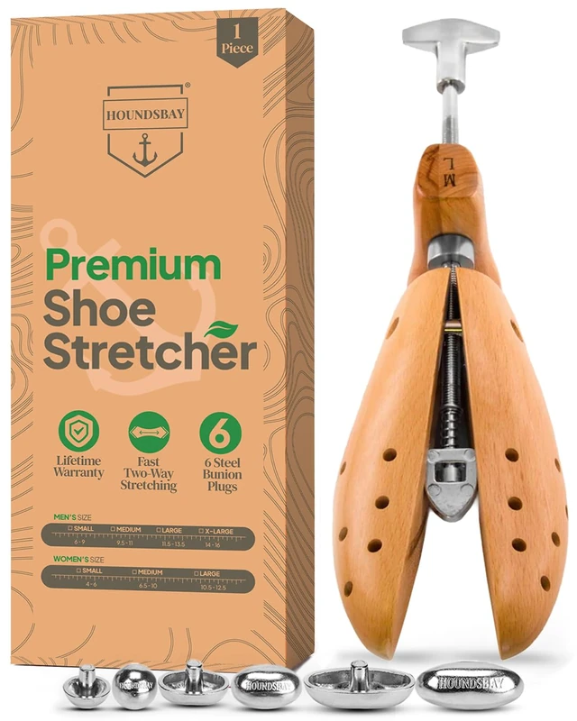 HOUNDSBAY Bulldog Heavy-Duty Shoe Stretcher | Loosens Tight Shoes with Strong Wood & Metal Construction (ML UK11-13 / EU45-46)