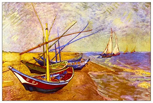 ArtPlaza Van Gogh Vincent-Boats of Saintes-Maries Decorative Panel, Wood, Multi-Colour, 90 x 1.8 x 60 cm