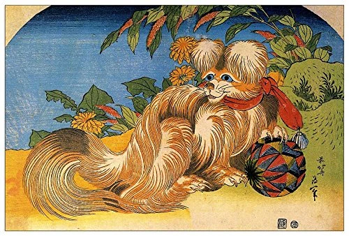 ArtPlaza Hokusai Katsushika-Tschin-the pet dog Decorative Panel, Wood, Multi-Colour, 90 x 1.8 x 60 cm