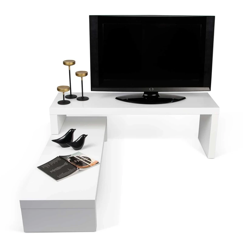 Temahome Cliff TV Stand, Wood, Matt White, 125 x 38 x 22 cm