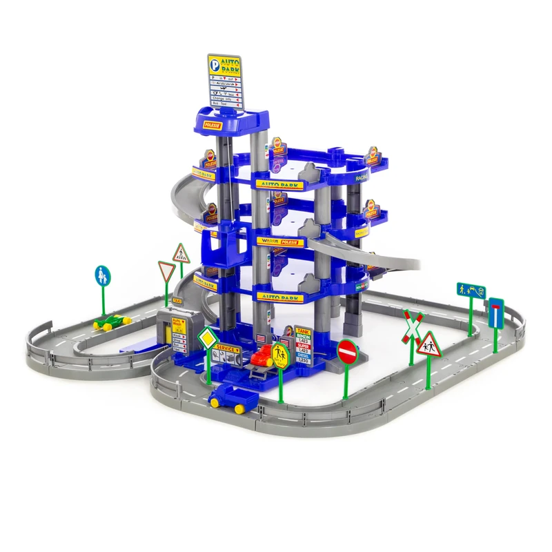 Polesie Wader Parkgarage with 4 levels with play street and cars, blue