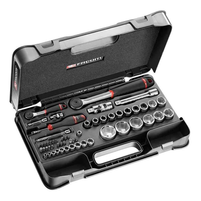 Facom Socket & Bit Set 1/4” & 1/2”, 58 pcs, Sealed Ratchets, MBOX, RS.161-2 - Image 1