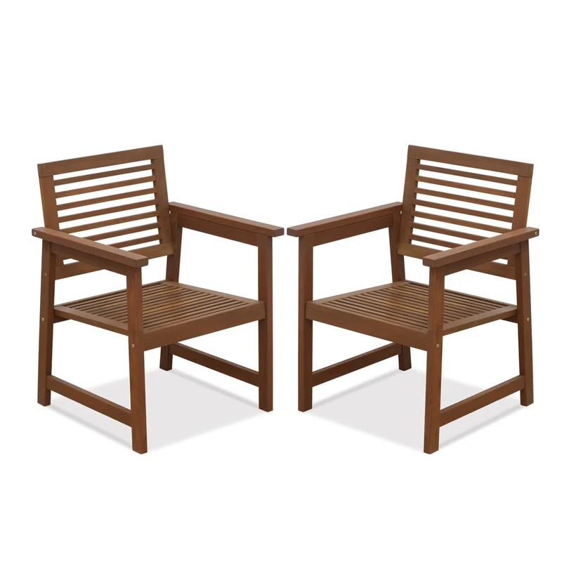 Furinno TIOMAN Patio Chair, Set of Two, Outdoor Lawn Chair, Armchair without Cushion, for Patio, Garden, Porch, Natural