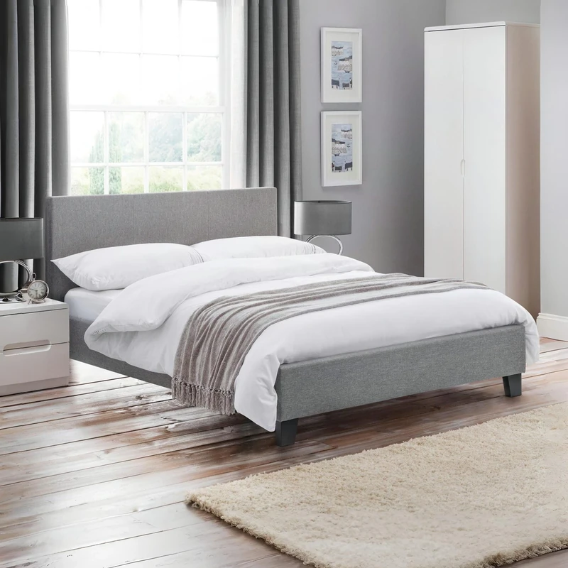 Julian Bowen Grey Fabric Rialto Bed, King Size