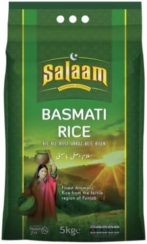 Salaam Premium Basmati Rice 5kg, Aromatic, Long Grain, Aged, Non-Sticky, Ideal for Biryani, Pilaf, and Everyday Meals