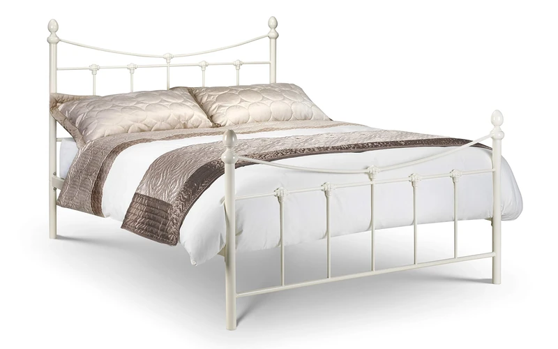 Julian Bowen Rebecca Bed - Stone White Metal Beds