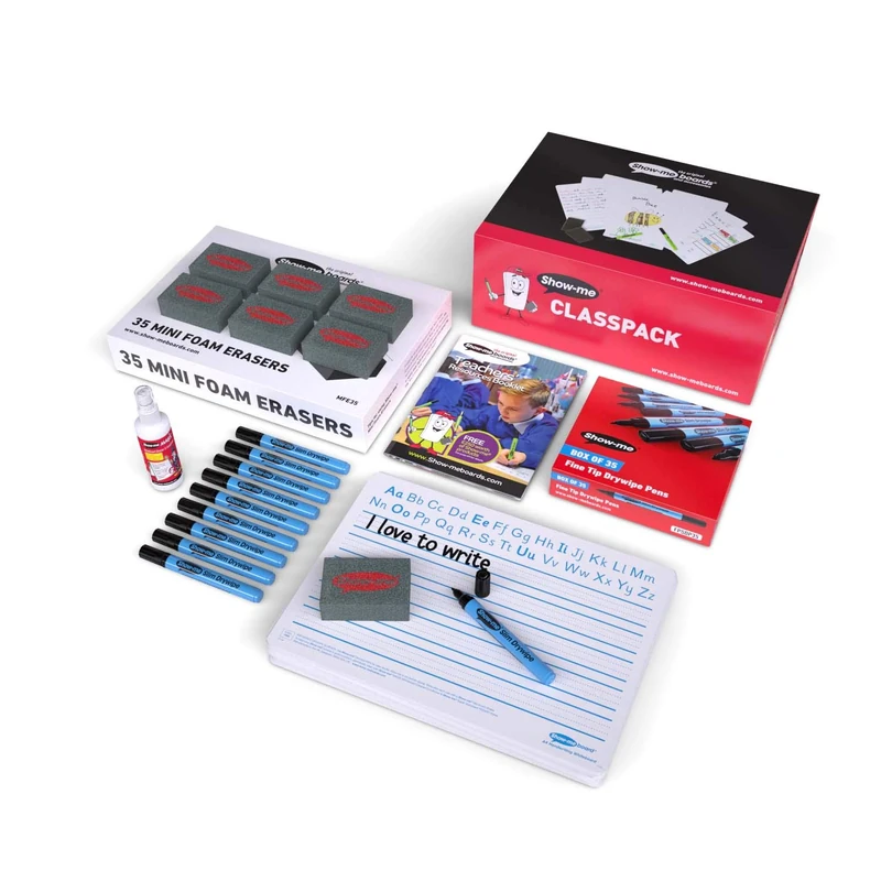 Show-me C/HWB Handwriting Dry wipe Boards, Class Kit (Pack of 35) - Image 1