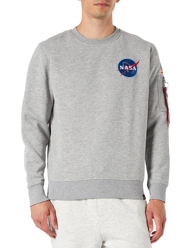 Alpha Industries Space Shuttle Sweater Sweatshirt for Men Grey Heather