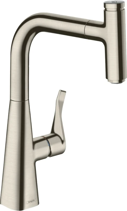 Hansgrohe Metris Select M71 Kitchen Tap 240 With Pull-out Spout And Hose Box, Single Spray Mode, Stainless Steel Finish, 73802800