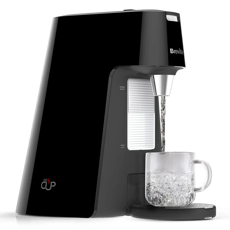 Breville HotCup Hot Water Dispenser | 1.7 Litres with 3 KW Fast Boil | Pre-set cup fill, with manual “STOP” button | Energy-efficient use | Gloss Black [VKT124]