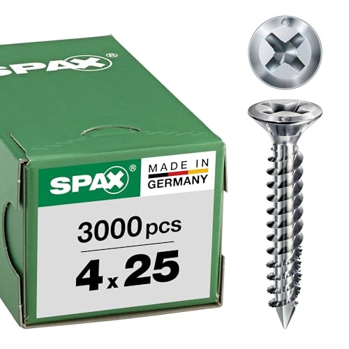 SPAX -FEX CUT SPAX-FEX CUT Fitting Screws 4.0 x 25 mm | PH 2 | Steel Silver | for PVC Wood Profiles | Pack of 3000 - Image 1