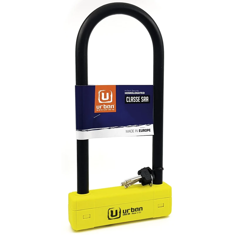 Urban UR120310 Motorcycle U Lock Maximum Security SRA Approved, Hardened Steel ø18mm/0.7in Shackle Double Locking, More Visible, 120x310mm/4.7x1,01in Multi-Purpose Heavy Duty Anti Theft U Lock