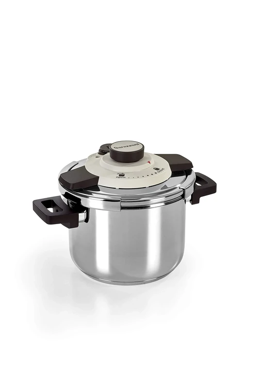 Barazzoni 5500450060 Pentola a Pressione Facile, lt, Acciaio INOX Pressure Cooker with Simple Dual System, Capacity 6 litres, Diameter 22 cm, Stainless Steel 18/10, Made in Italy, Steel