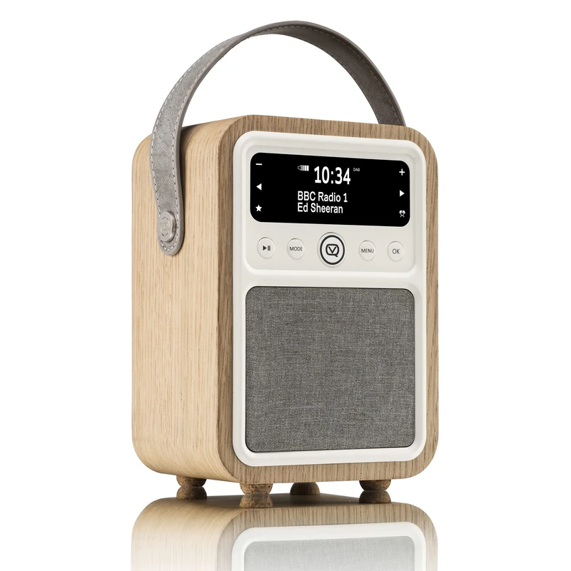 VQ Monty Portable DAB Radio Alarm Clock - Digital FM Radio with Bluetooth - Rechargeable Radio with Bluetooth Speaker - Dual Alarm DAB+ Radio Bedside with 60 Presets - Oak